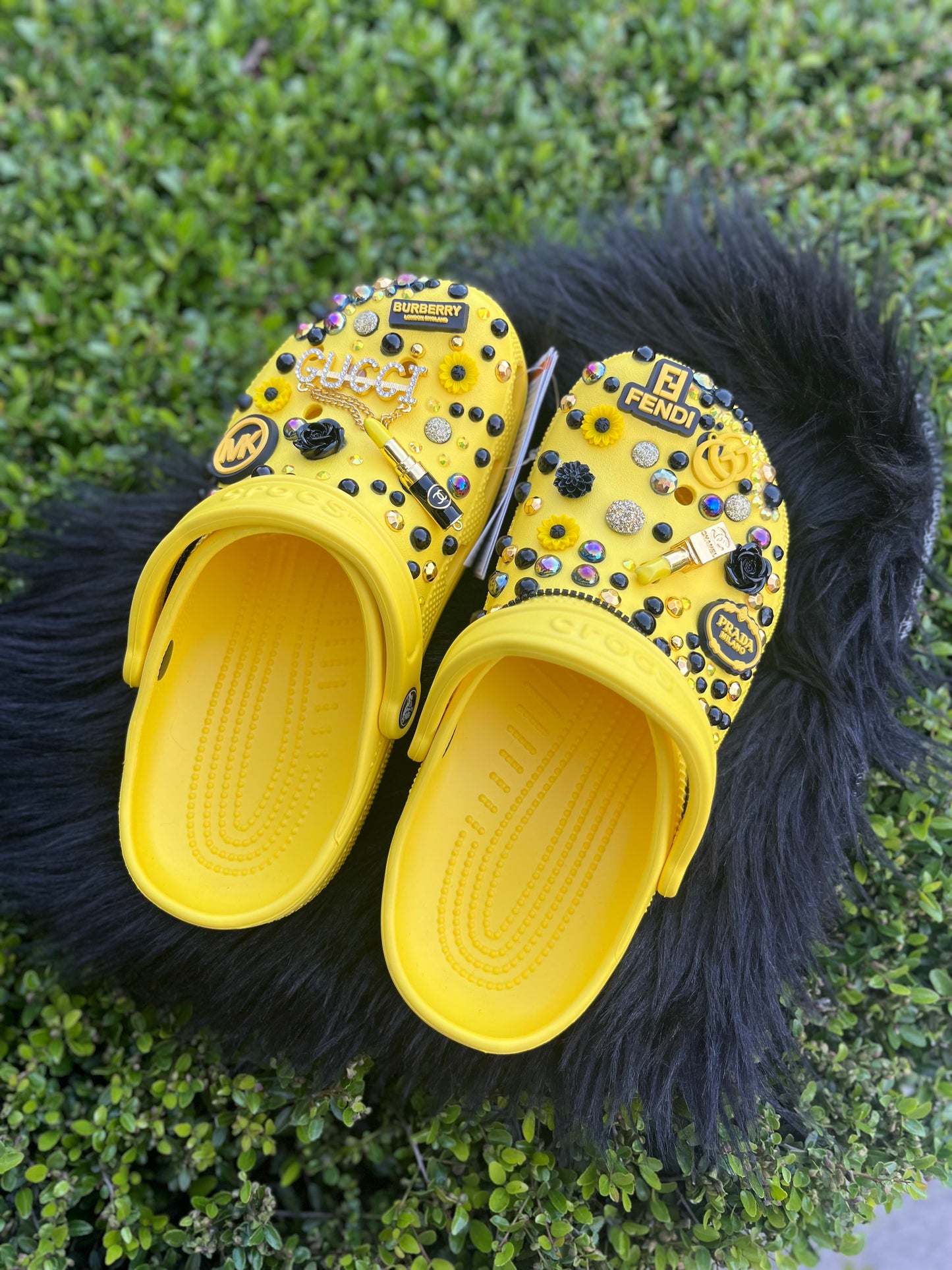 Yellow designer crocs