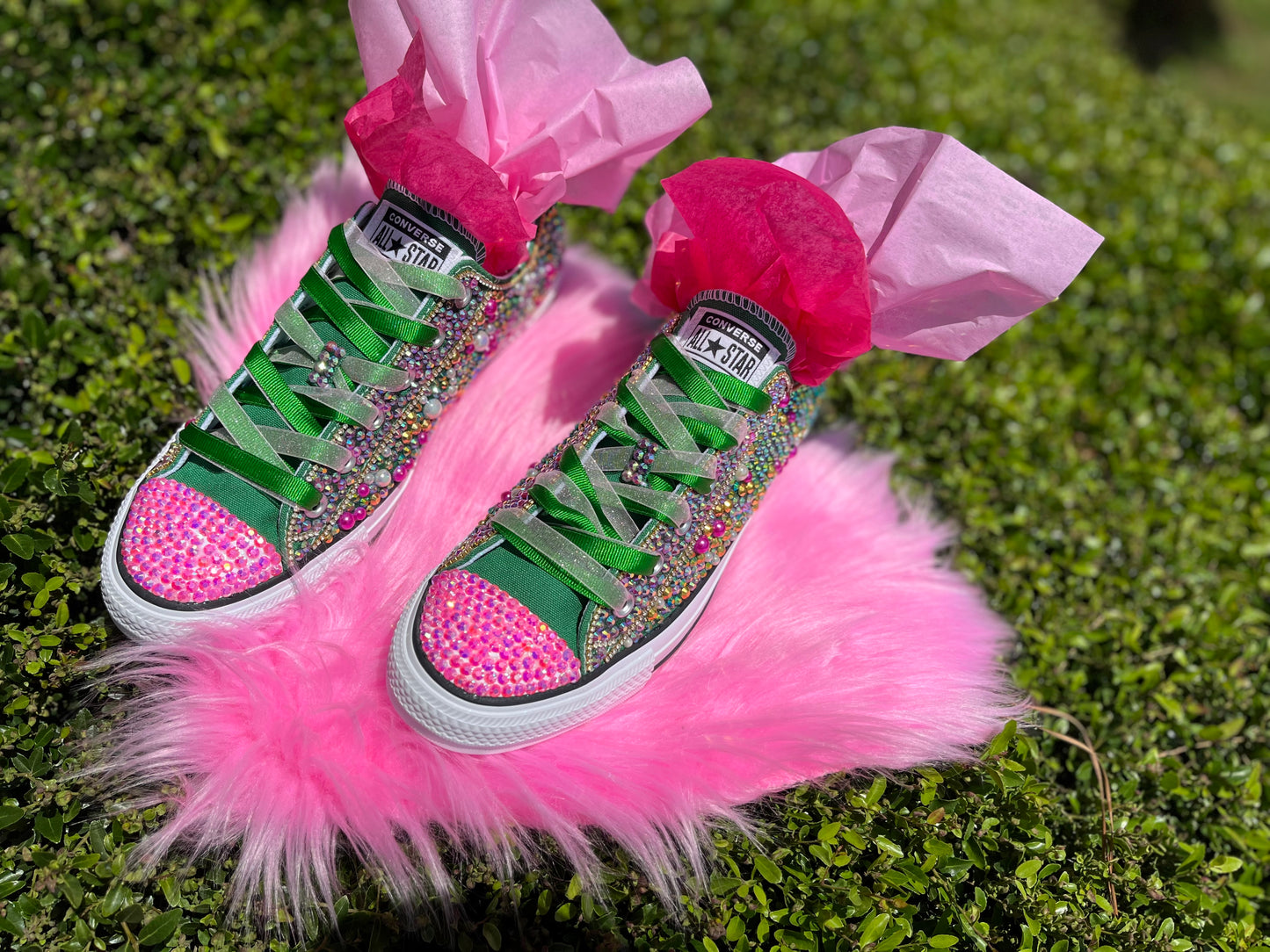 Dazzled Pink & Green Chuck