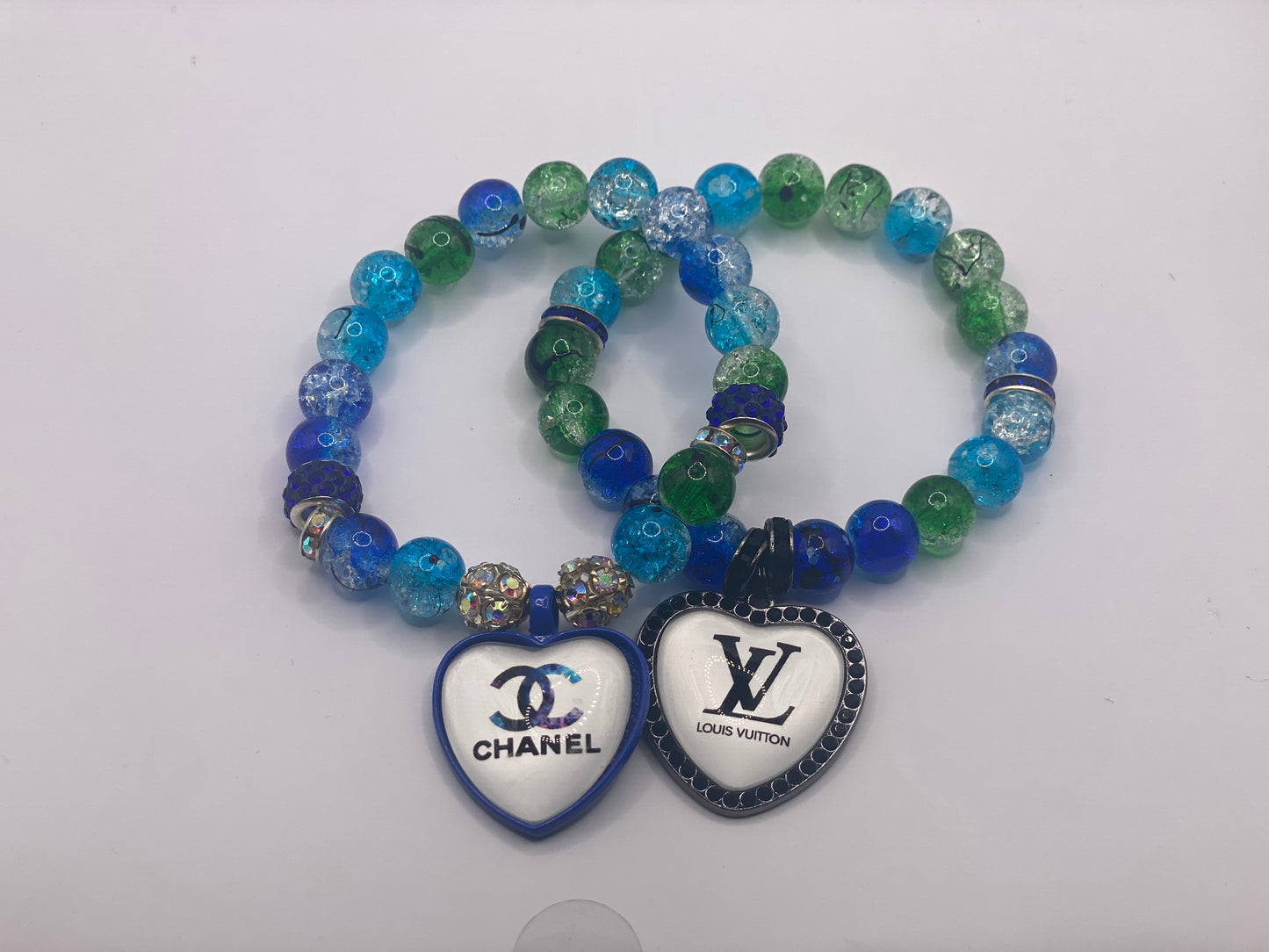 Set of 2 blue and green bracelets